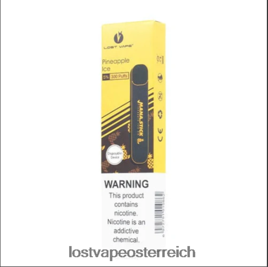 Lost Vape Wholesale - 66TH26526 Lost Vape Mana Stick Einweg | 300 Züge | 1,2 ml Ananaseis 5 %